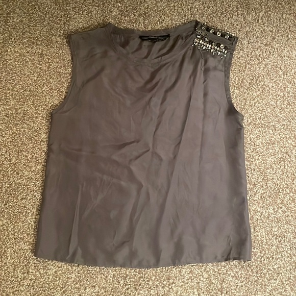 All Saints Tops - All Saints Hand Embellished Silk Blouse